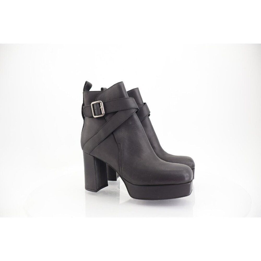 Jeffrey Campbell Amuse Black Platform Zip Bootie Leather Size 10 Chunky Y2K